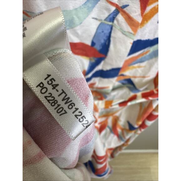 Tommy Bahama Midi Dress M Sleeveless Tie Waist White Floral Tropical Hawaii - Picture 9 of 9